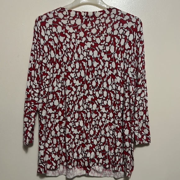 Talbots Women's Red Floral Cotton Cardigan Sweater Size 2X - Picture 3 of 4